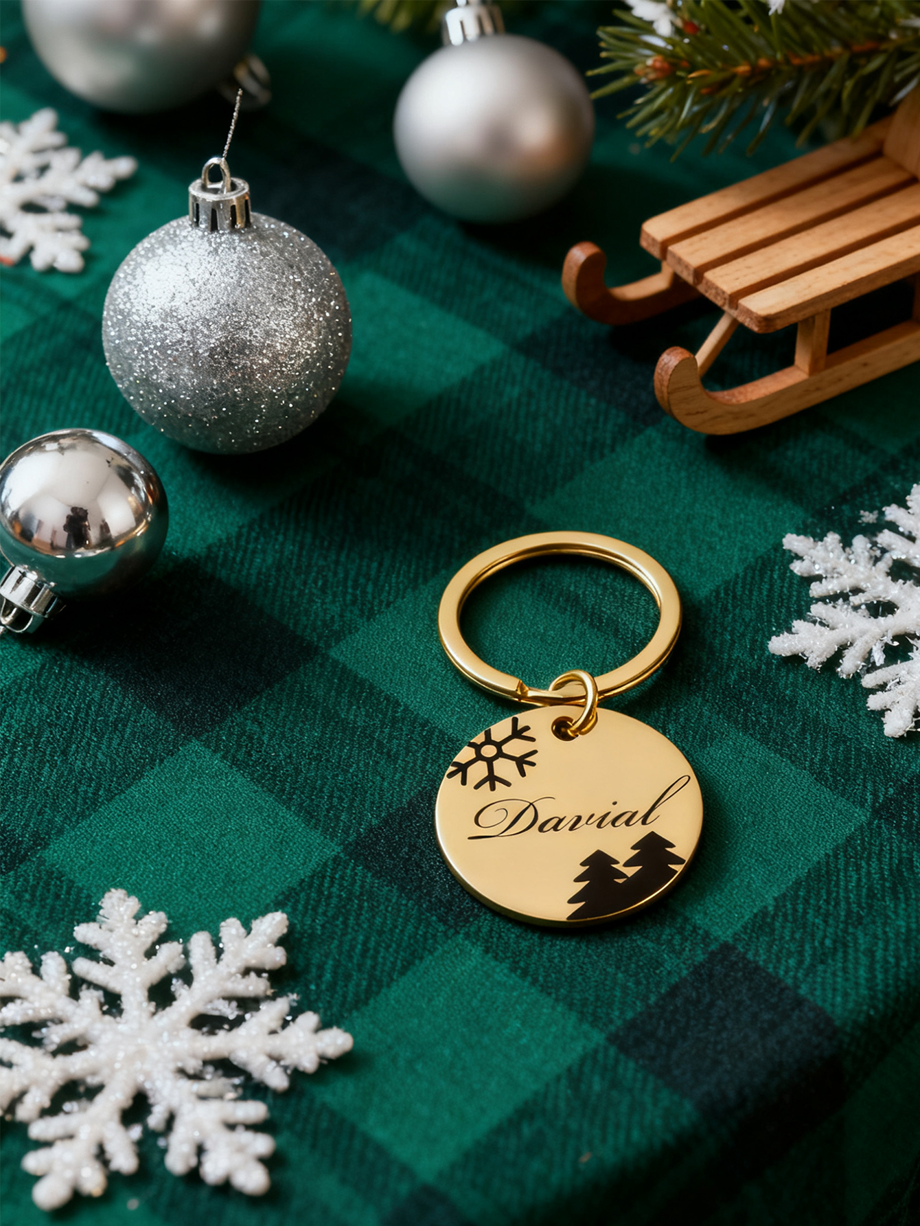 Custom Stainless Steel Christmas Keychain